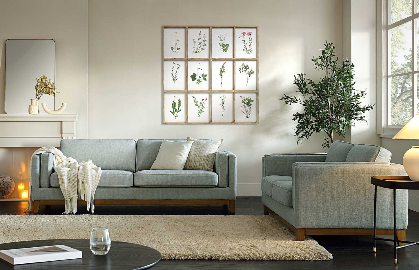 Canapé 3 places en tissu Dipley Sage