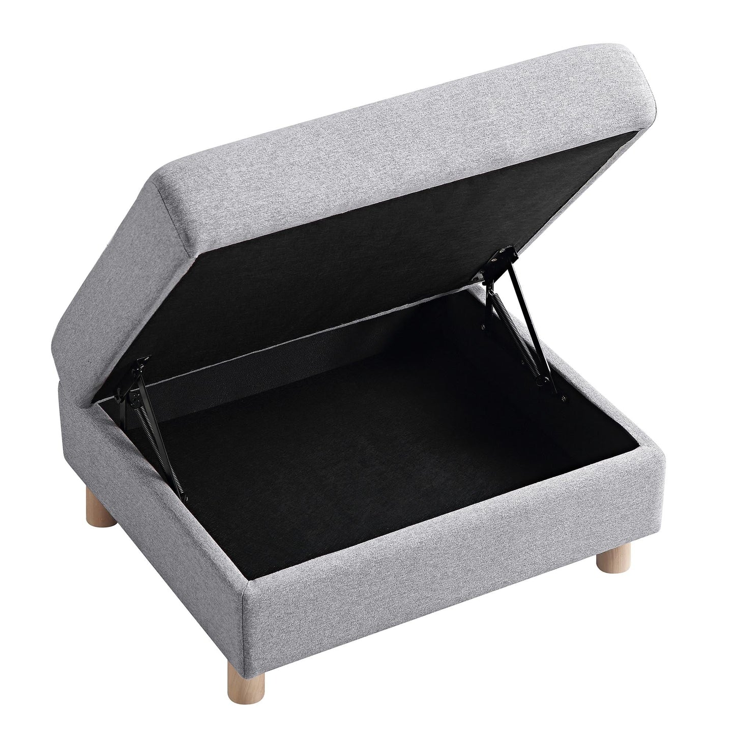 Pouf de rangement en tissu gris chiné Timber