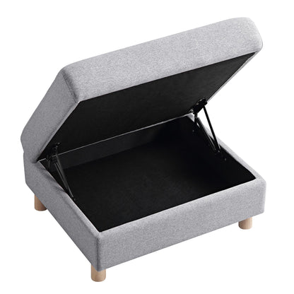 Pouf de rangement en tissu gris chiné Timber