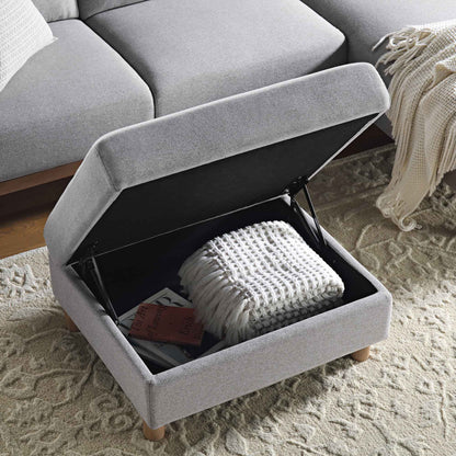 Pouf de rangement en tissu gris chiné Timber