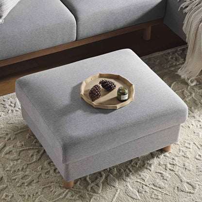 Pouf de rangement en tissu gris chiné Timber