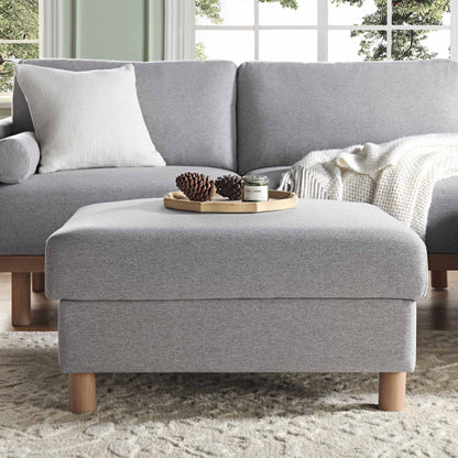 Pouf de rangement en tissu gris chiné Timber