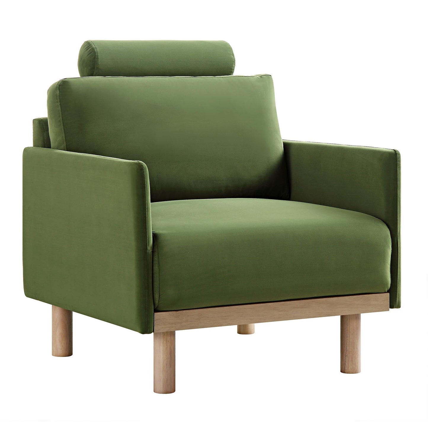 Fauteuil en velours vert fougère Timber