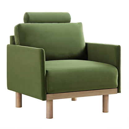 Fauteuil en velours vert fougère Timber
