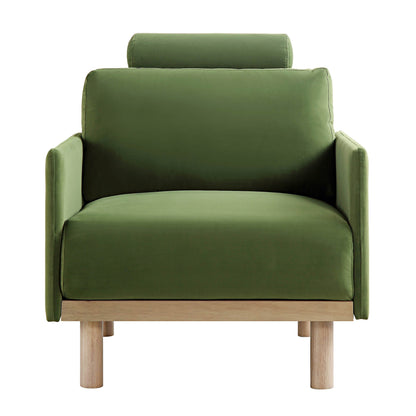 Fauteuil en velours vert fougère Timber