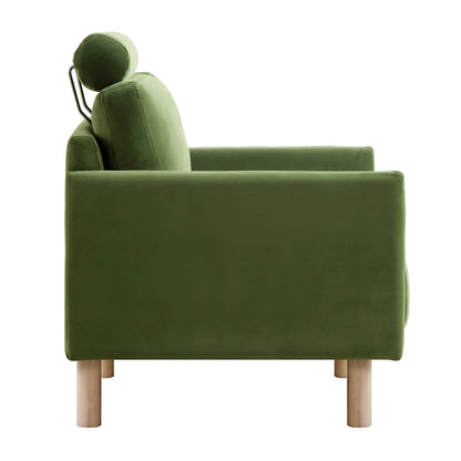 Fauteuil en velours vert fougère Timber