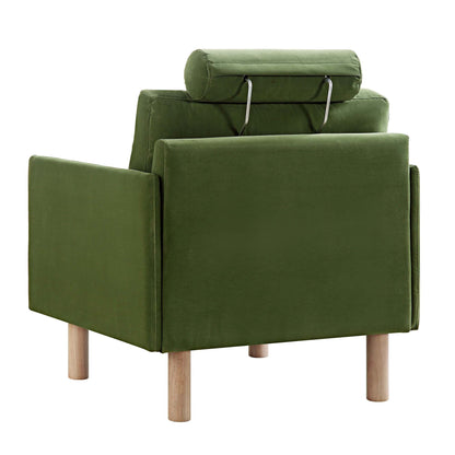Fauteuil en velours vert fougère Timber