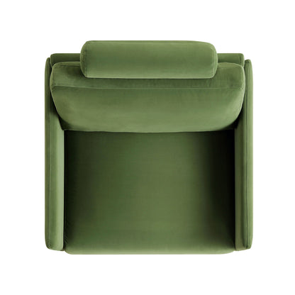 Fauteuil en velours vert fougère Timber