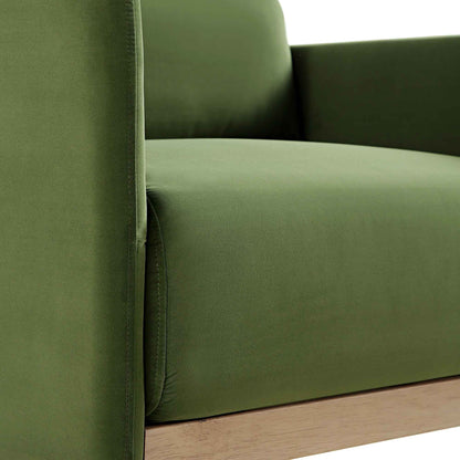 Fauteuil en velours vert fougère Timber