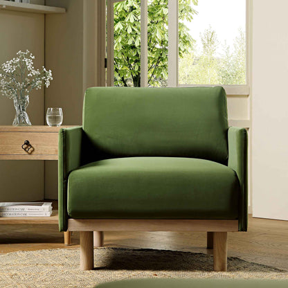 Fauteuil en velours vert fougère Timber