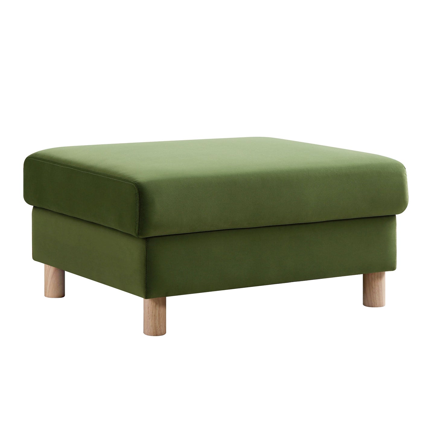 Pouf de rangement en velours vert fougère Timber