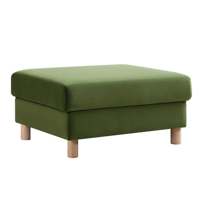 Pouf de rangement en velours vert fougère Timber