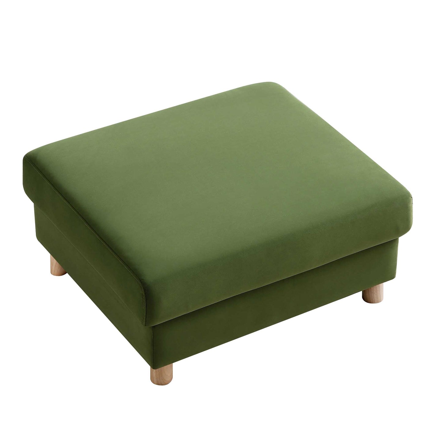 Pouf de rangement en velours vert fougère Timber