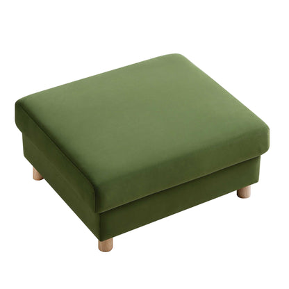 Pouf de rangement en velours vert fougère Timber