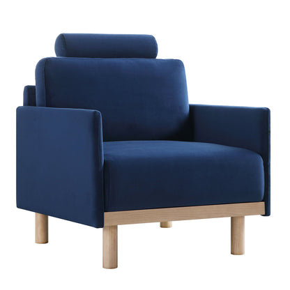 Fauteuil Timber en velours bleu marine