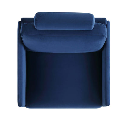 Fauteuil Timber en velours bleu marine