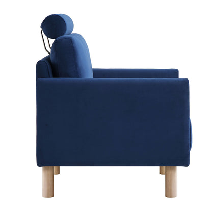 Fauteuil Timber en velours bleu marine