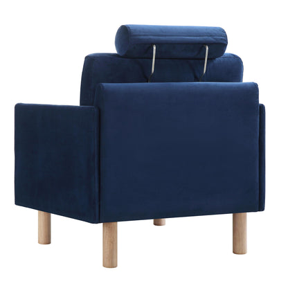 Fauteuil Timber en velours bleu marine