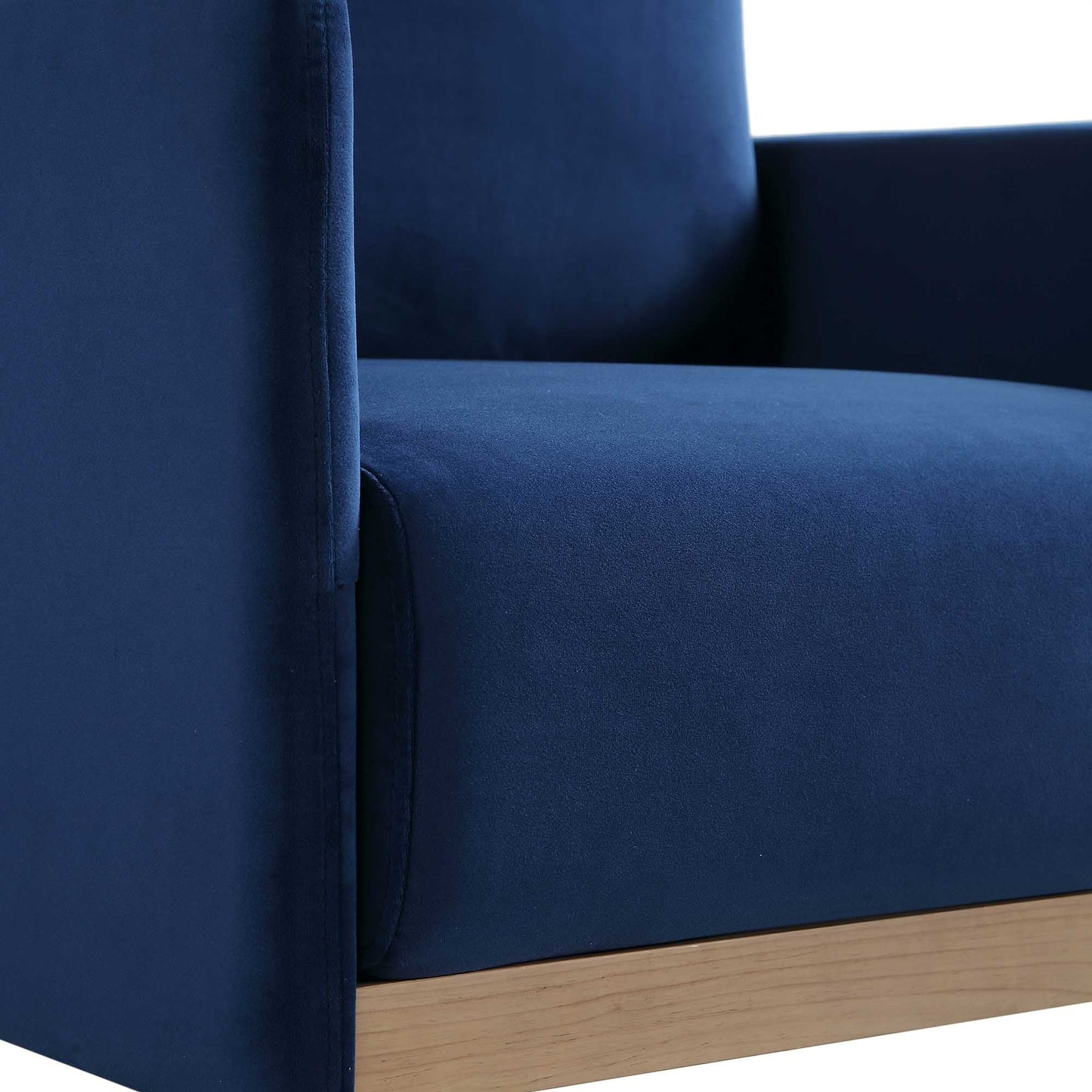 Fauteuil Timber en velours bleu marine