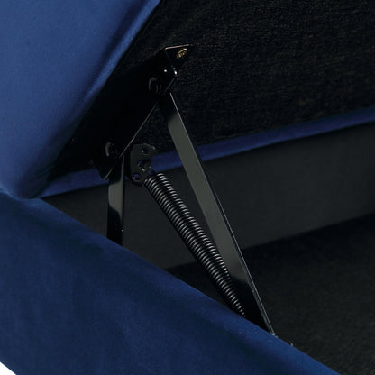 Pouf de rangement en velours bleu marine Timber