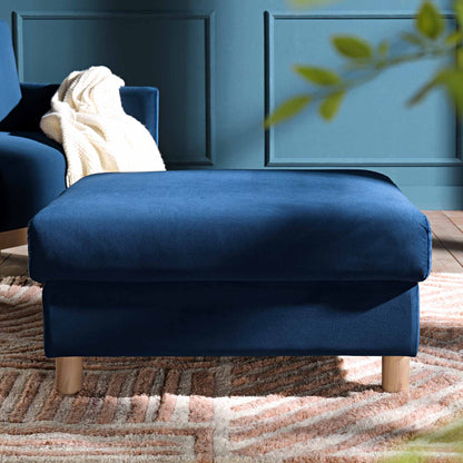 Pouf de rangement en velours bleu marine Timber