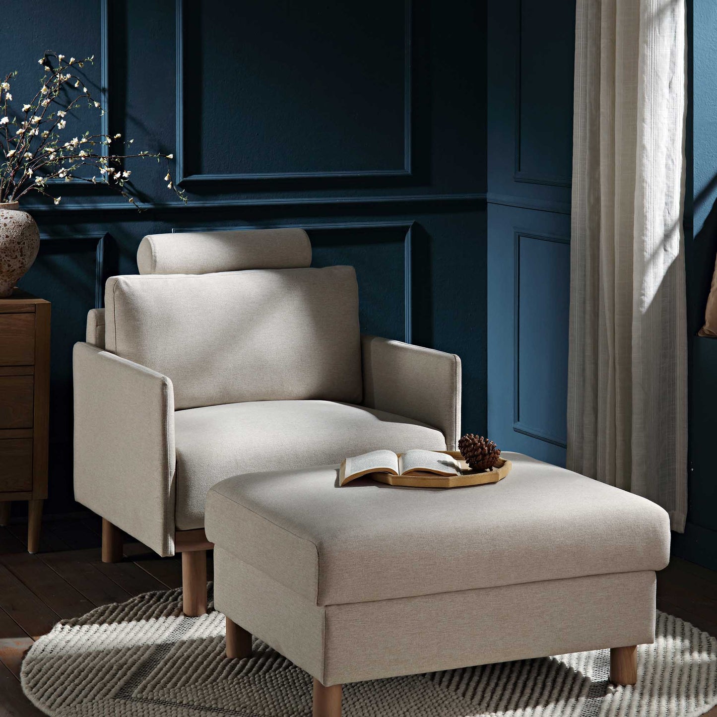 Fauteuil en tissu Timber Oatmeal