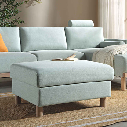 Pouf de rangement en tissu vert sauge Timber