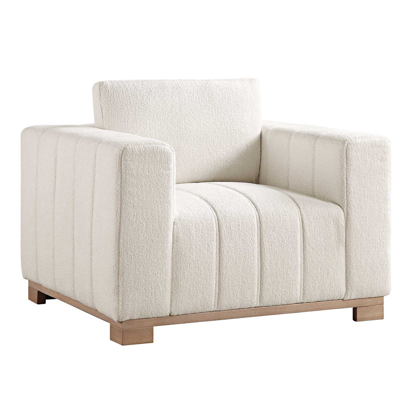 Canapé Belsize Beige Boucle avec base en bois, 1 place
