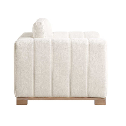 Canapé Belsize Beige Boucle avec base en bois, 1 place