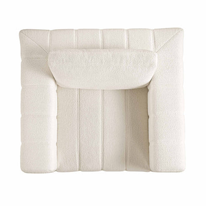 Canapé Belsize Beige Boucle avec base en bois, 1 place