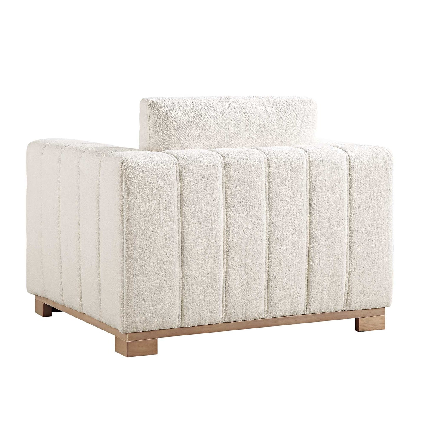 Canapé Belsize Beige Boucle avec base en bois, 1 place
