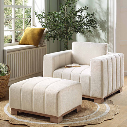 Canapé Belsize Beige Boucle avec base en bois, 1 place