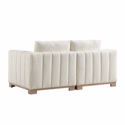 Canapé Belsize Beige Boucle avec base en bois, 2 places