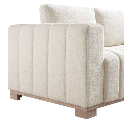 Canapé Belsize Beige Boucle avec base en bois, 2 places