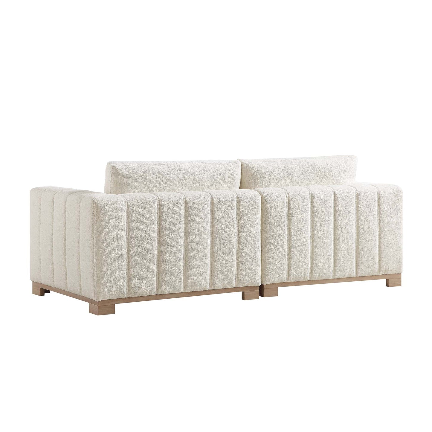Canapé Belsize Beige Boucle avec base en bois, 3 places