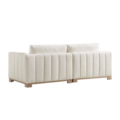 Canapé Belsize Beige Boucle avec base en bois, 3 places