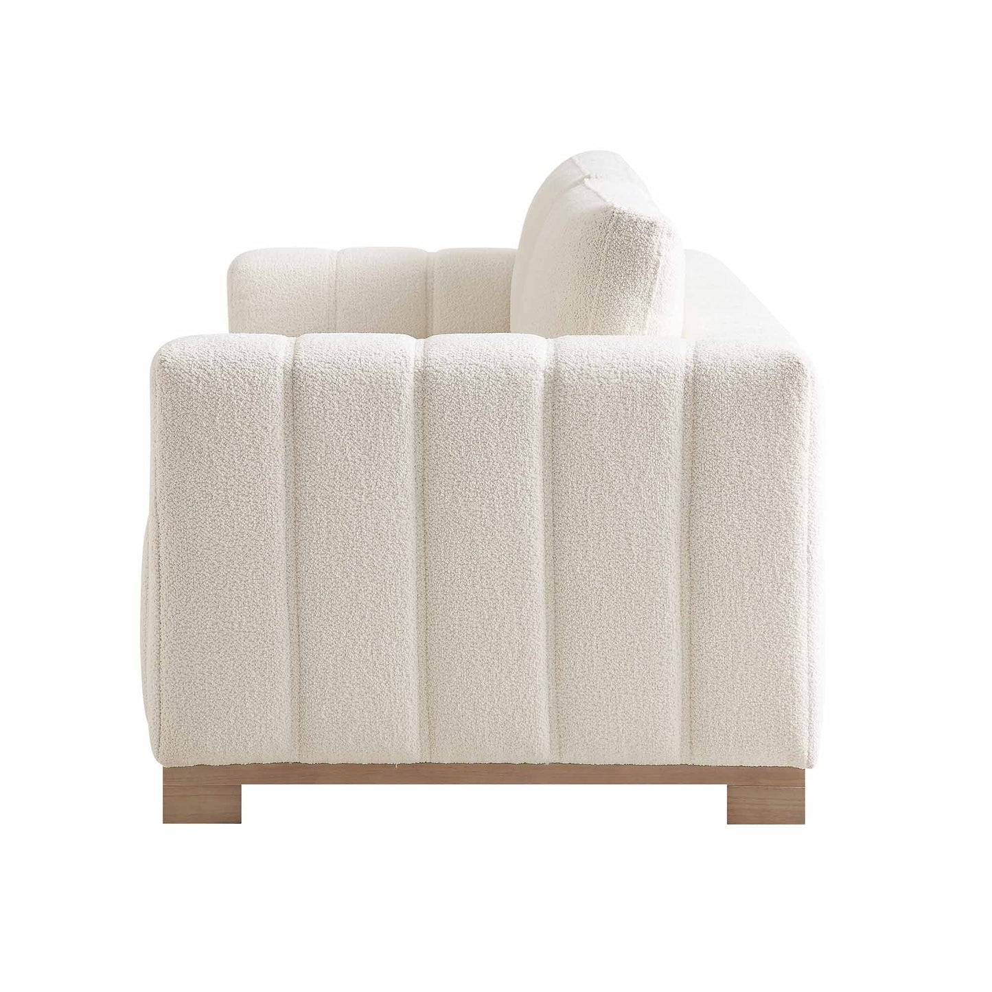 Canapé Belsize Beige Boucle avec base en bois, 3 places