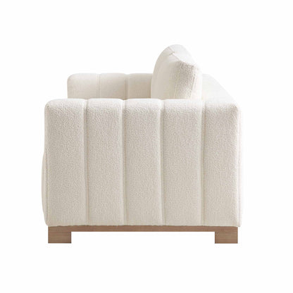Canapé Belsize Beige Boucle avec base en bois, 3 places