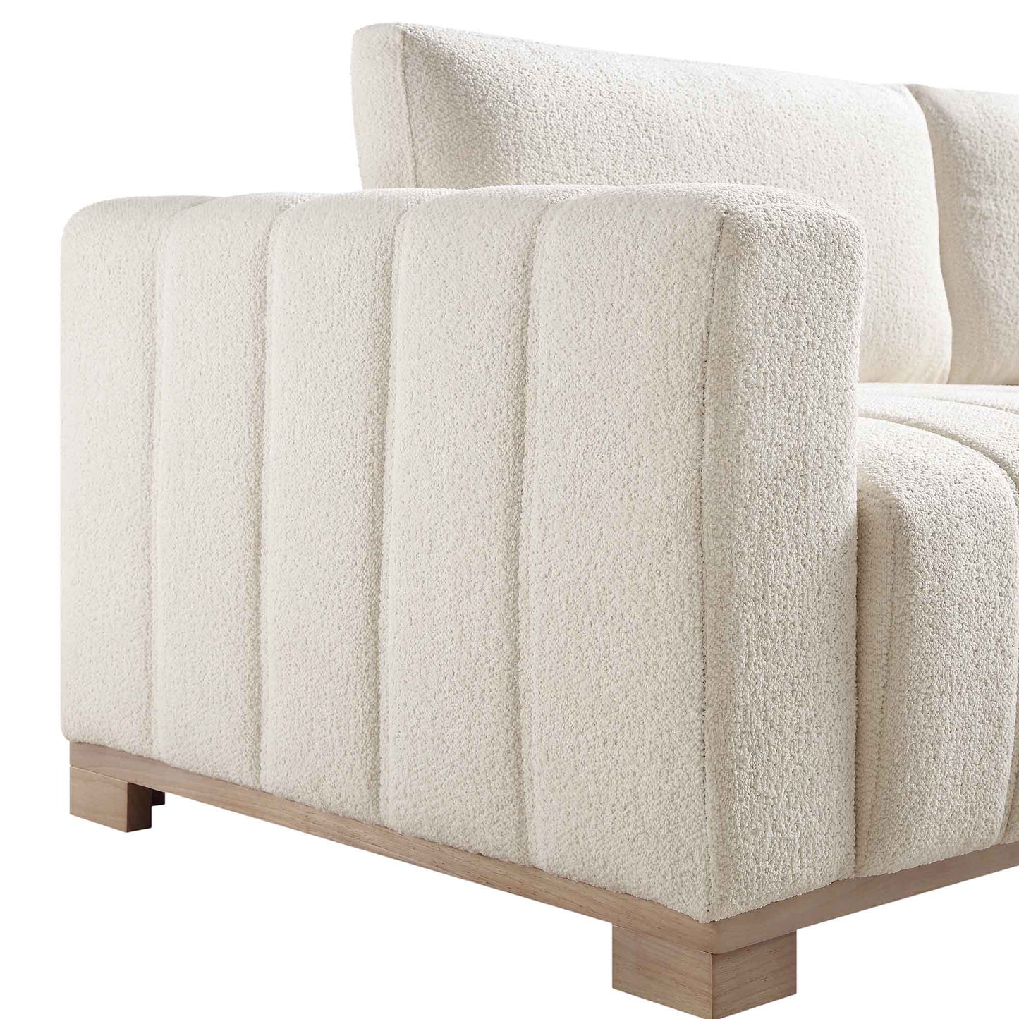 Canapé Belsize Beige Boucle avec base en bois, 3 places