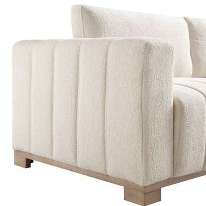 Canapé Belsize Beige Boucle avec base en bois, 3 places
