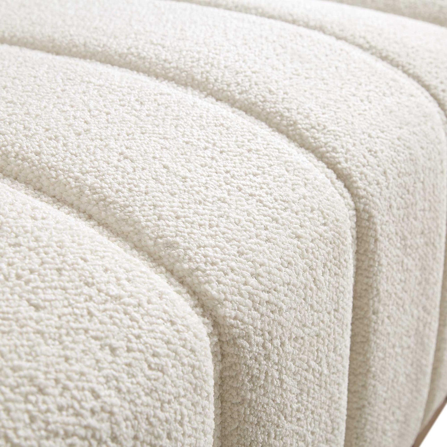 Canapé Belsize Beige Boucle avec base en bois, 3 places