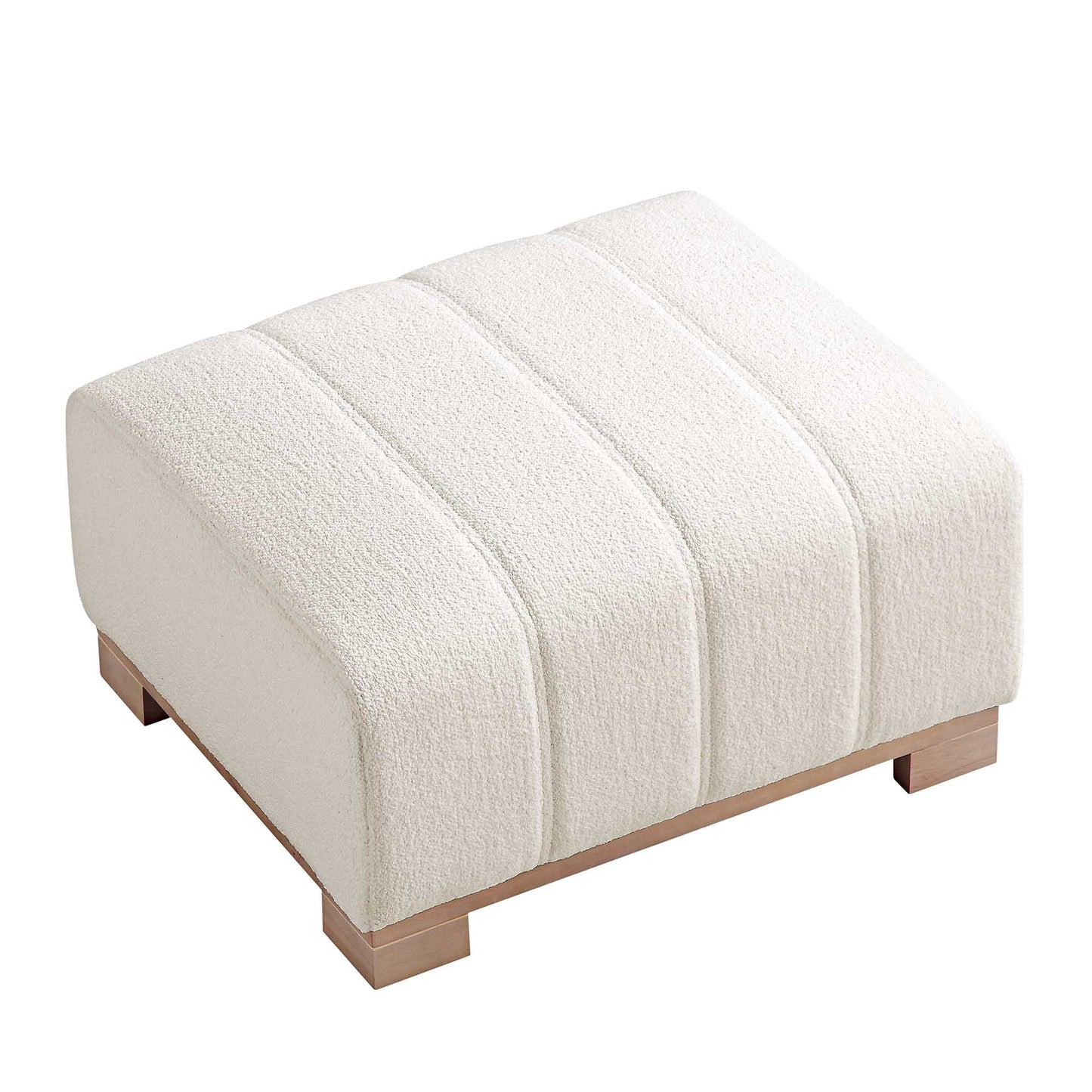 Repose-pieds Belsize Beige Boucle avec base en bois