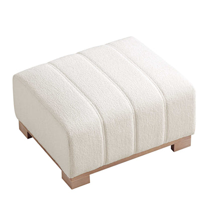 Repose-pieds Belsize Beige Boucle avec base en bois