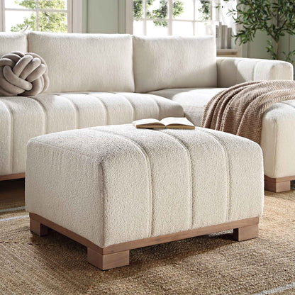 Repose-pieds Belsize Beige Boucle avec base en bois