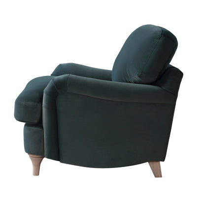 Daphnis, canapé en velours bleu égéen, 1 place