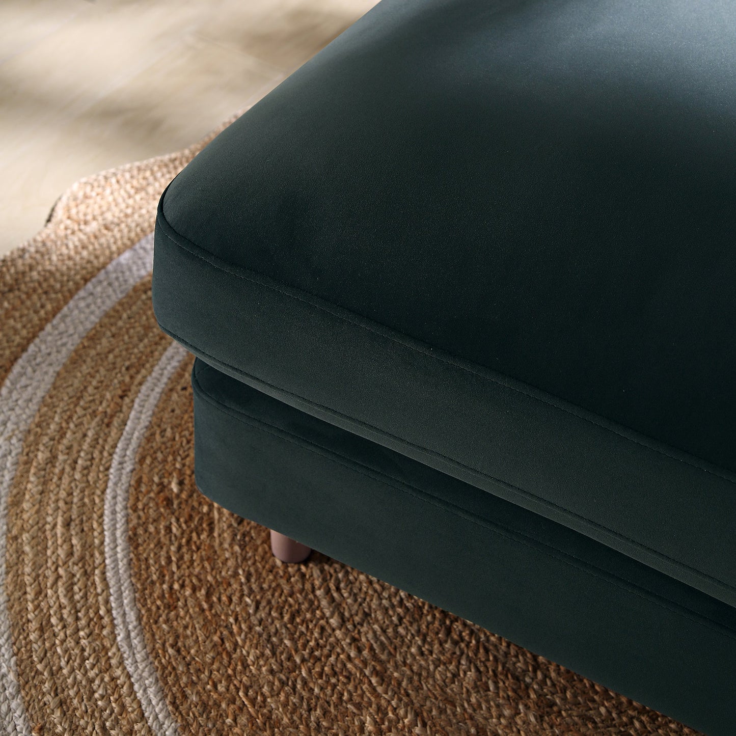 Canapé, repose-pieds en velours bleu égéen Daphnis