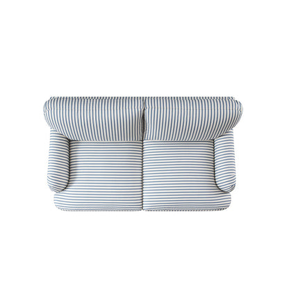 Canapé 2 places en lin mélangé à rayures bleues Daphnis