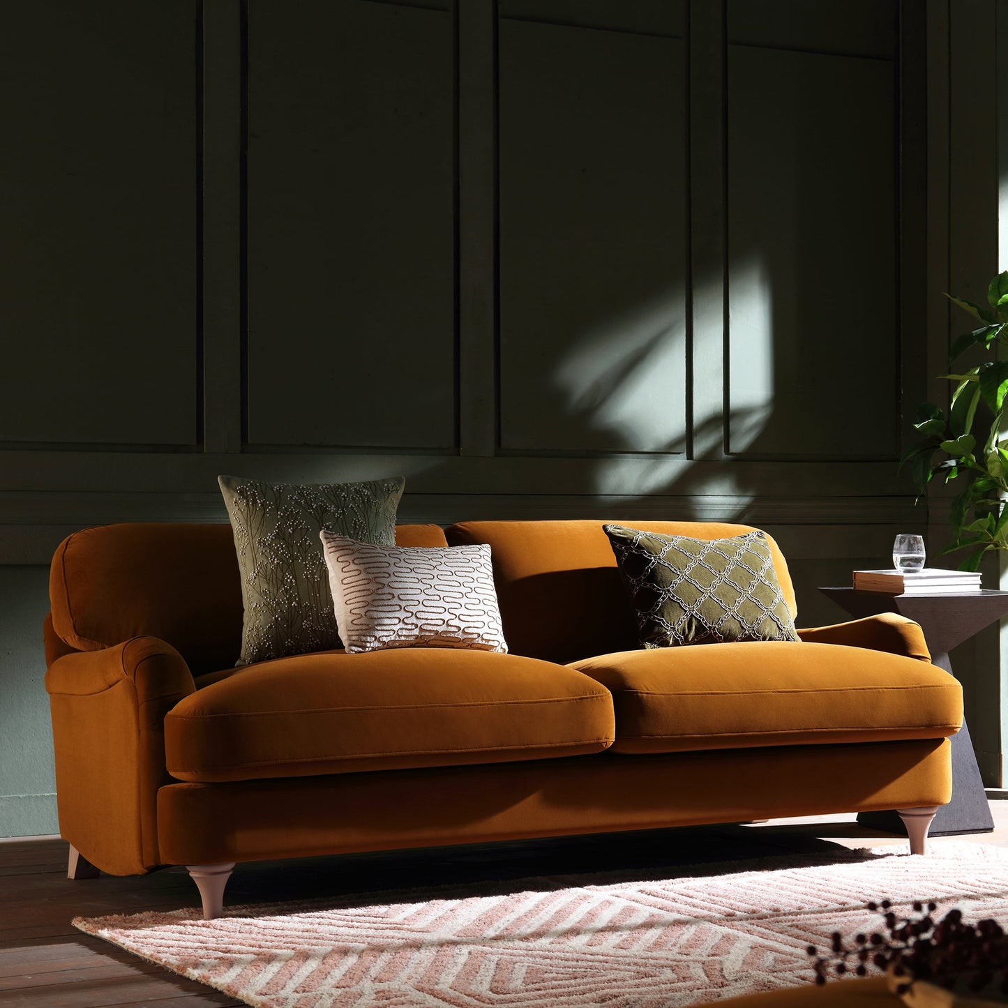 Canapé Daphnis en velours cannelle, 3 places