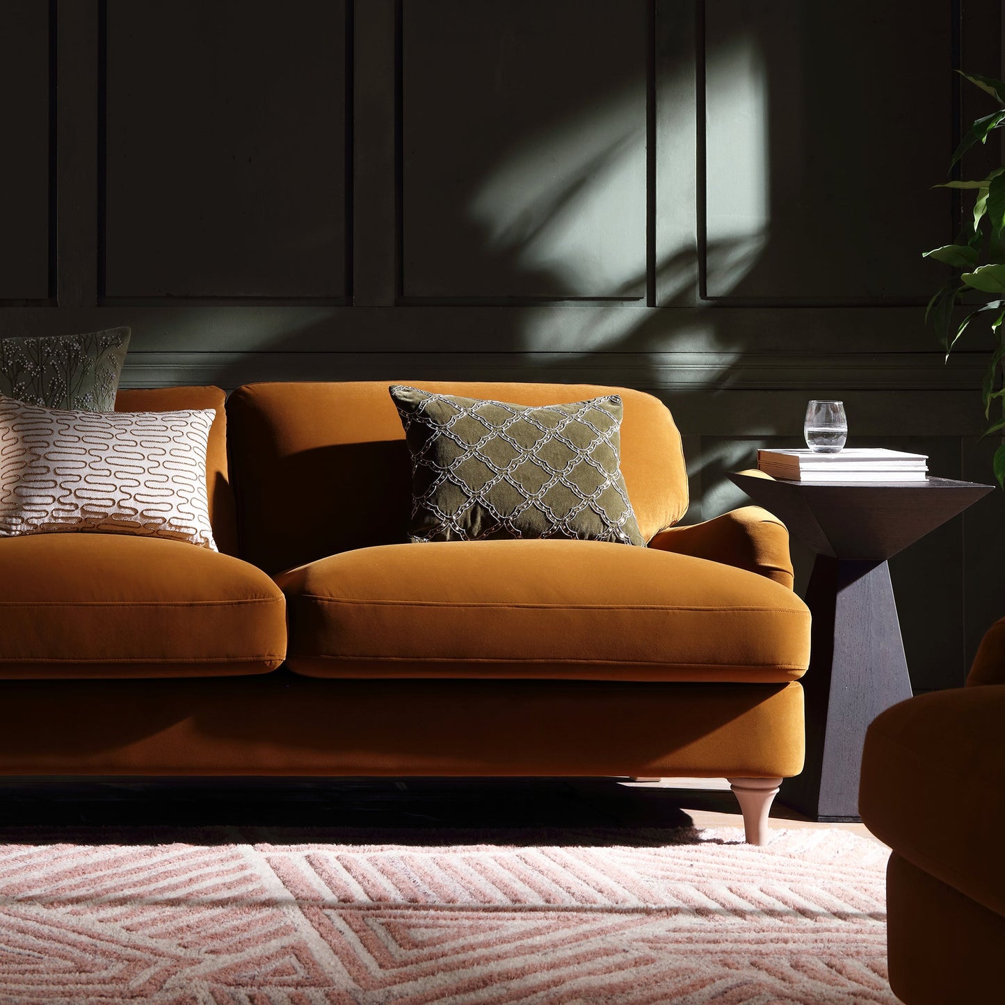 Canapé Daphnis en velours cannelle, 3 places