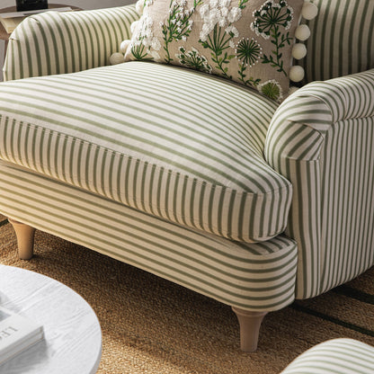 Canapé 1 place en lin mélangé à rayures vertes Daphnis